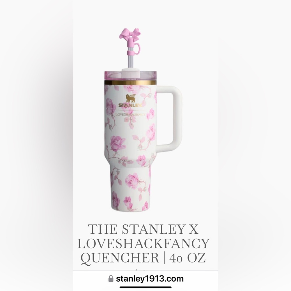 🩷Stanley Collab/Loveshack fancy RIBBON ROSA PINK 🩷HIBISCUS FLORALS 40oz.